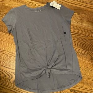 Med Abercrombie & Fitch women's knot-front crew neck t-shirt in grey